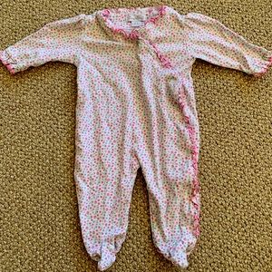Kissy Kissy 0-3 month floral ruffle crossover footie